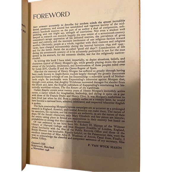 Cutlass Empire by F Van Wyck Mason Hardcover Book 1949 Vintage - Picture 6 of 15